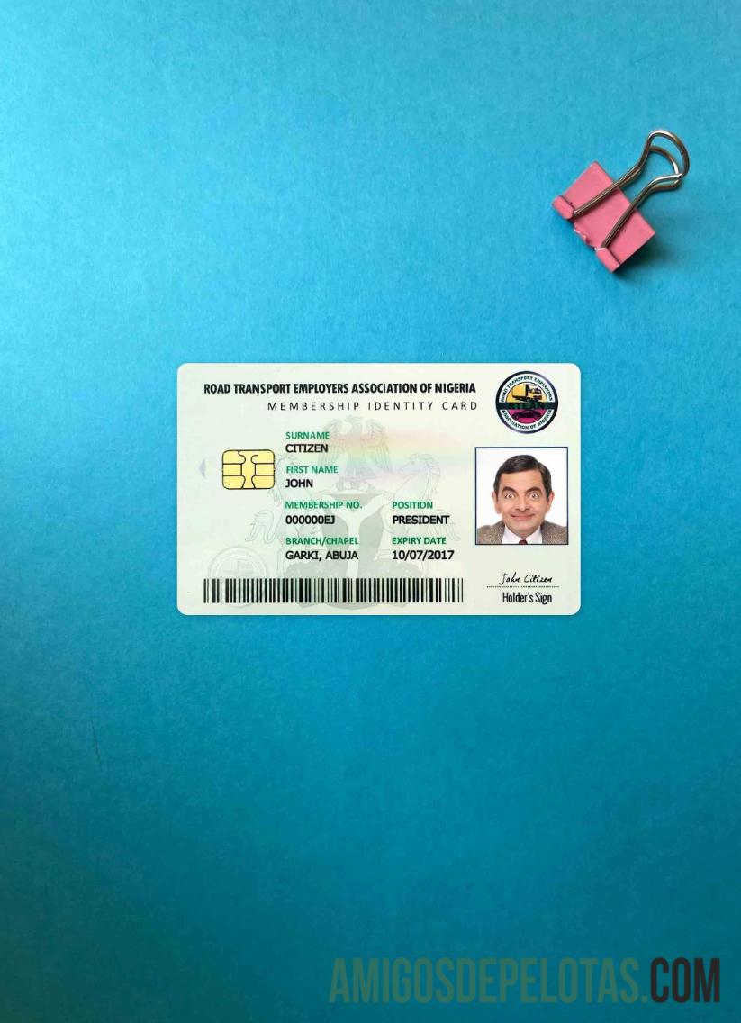 Nigeria ID Card olhar de foto frente modelo